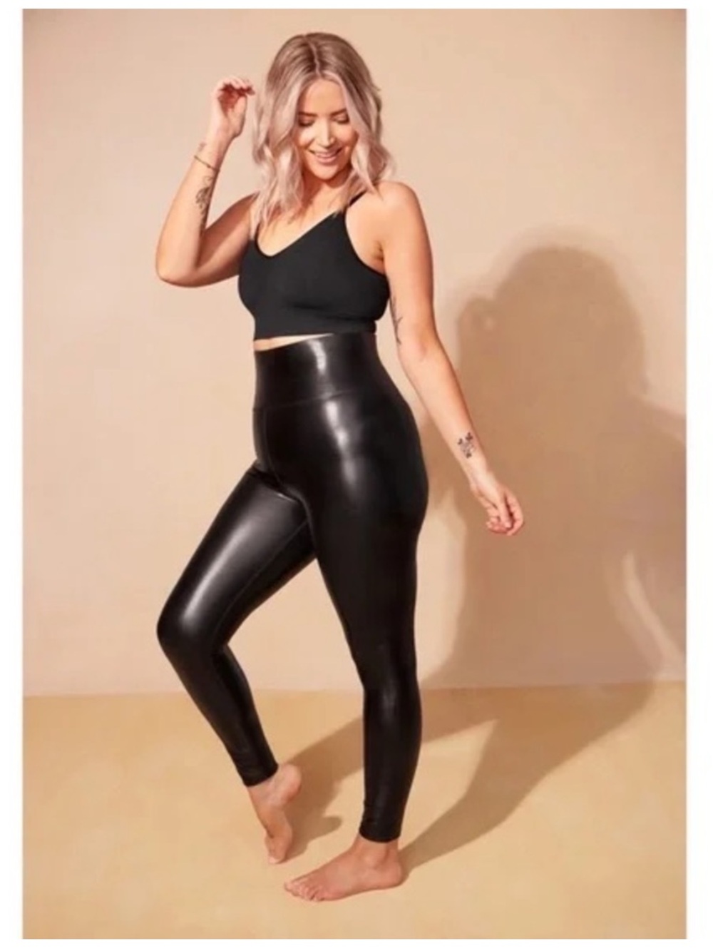 Knix Papaya Sculpt Faux Leather Leggings